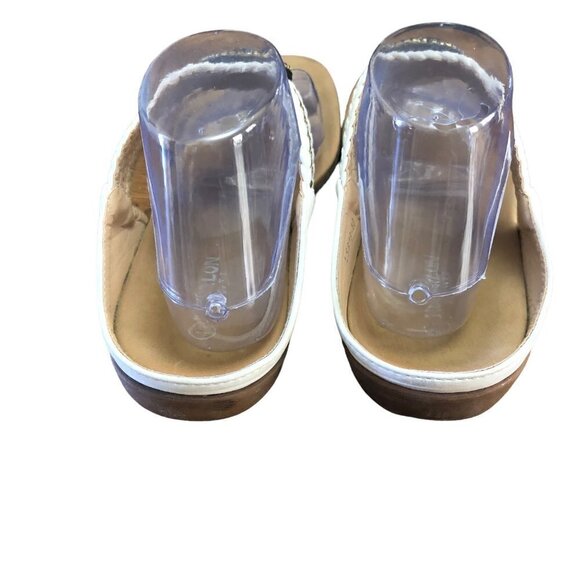 Hurlun Rote White Thong Sandals Size 8 Plaited with Bronze Tone Detail EUR 41 - Picture 4 of 8